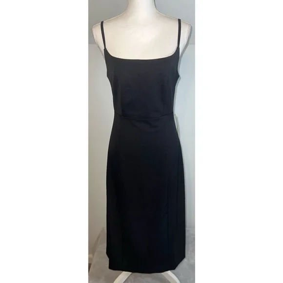 Anthropologie Chic Black Sexy Scoop-Neck Midi Party Dress 4